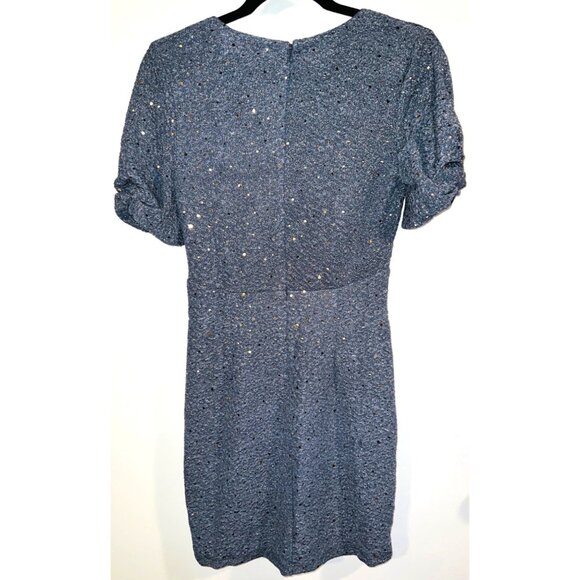 LUSH Womens Gray Mini Dress V Neck Gold Toned Sequins SMALL - Picture 2 of 4